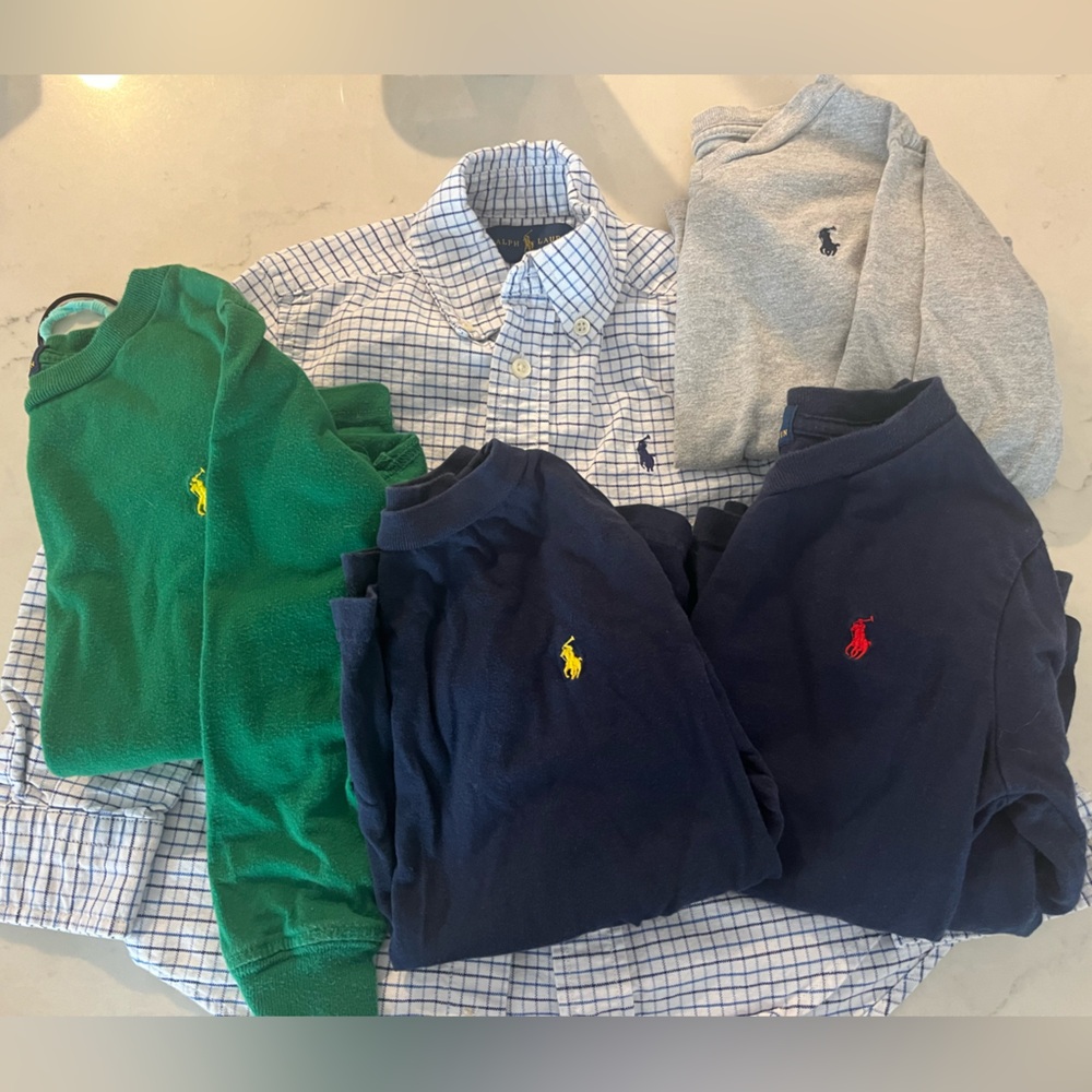 Ralph Lauren Polo Shirts - Green, Blue, Gray, collared plaid. 3T